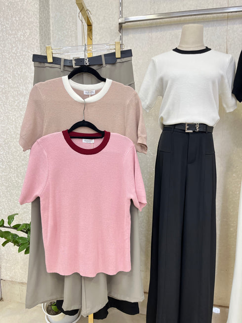 Colour  Contrast Half Sleeves Sweaters